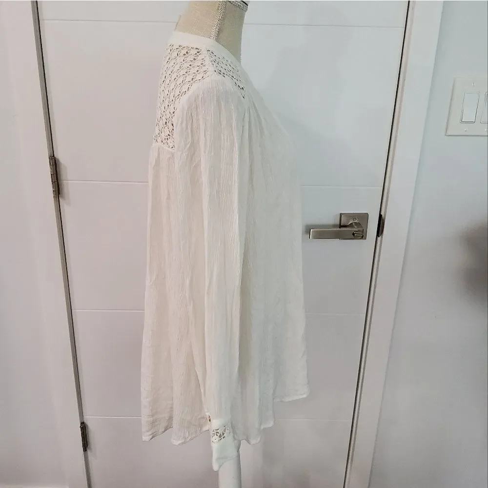 Free People The Best White Crochet  Blouse Size M